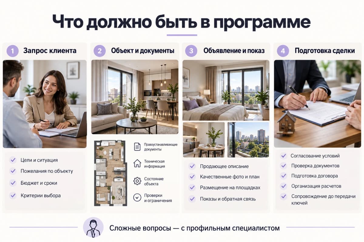 Четыре составляющие программы обучения риелтора