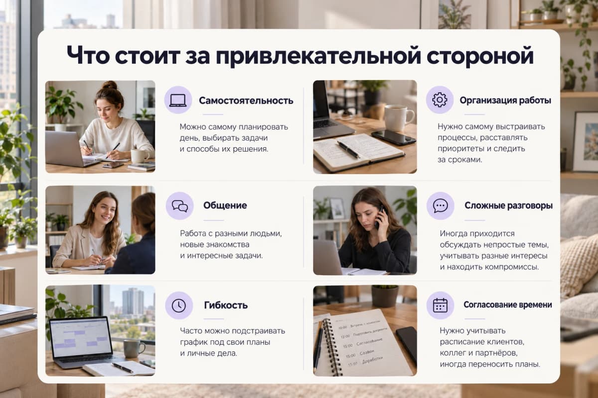 Условия профессии: самостоятельность, ответственность и переменный график