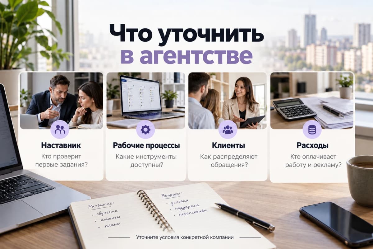 В агентстве нужно проверить наставника, процессы, расходы и условия работы