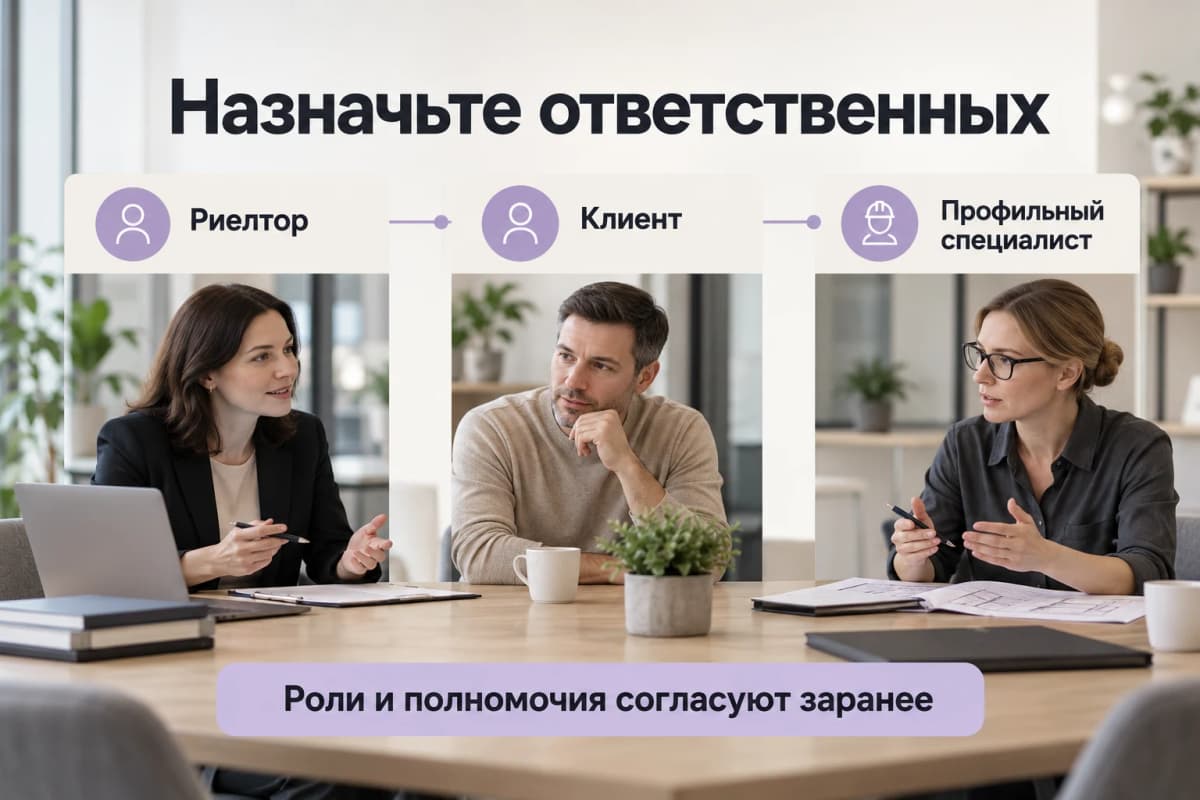 Разделение задач риелтора, клиента и профильного специалиста
