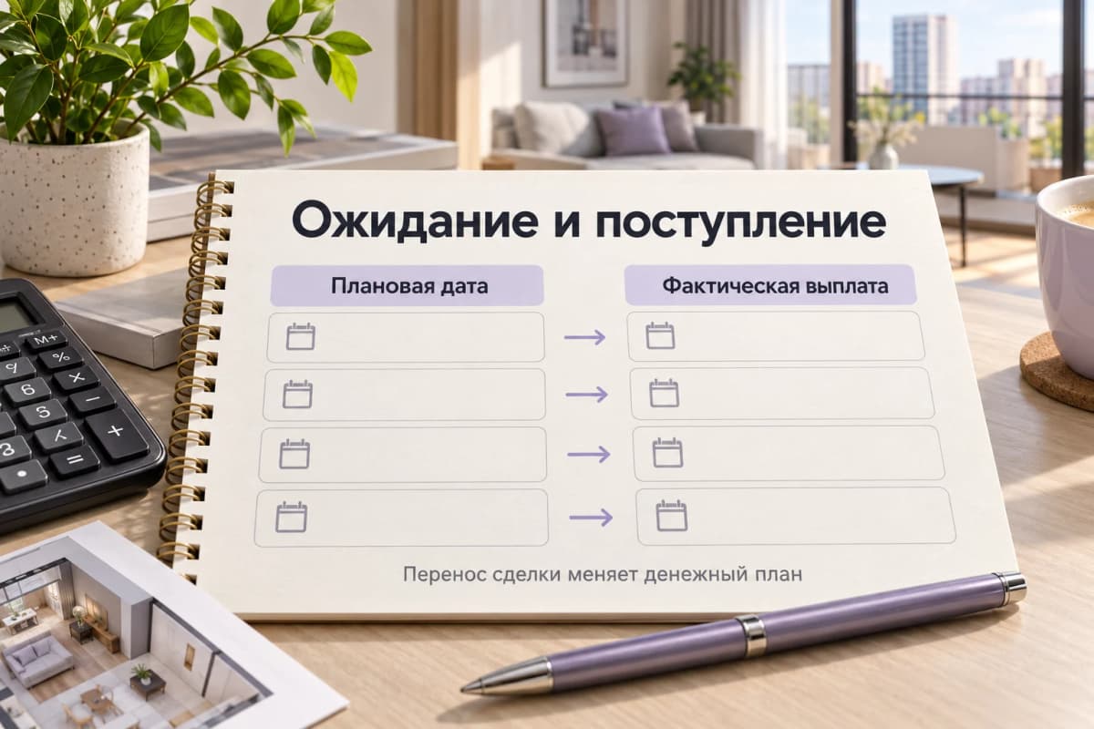 Плановая дата поступления отделена от фактической выплаты