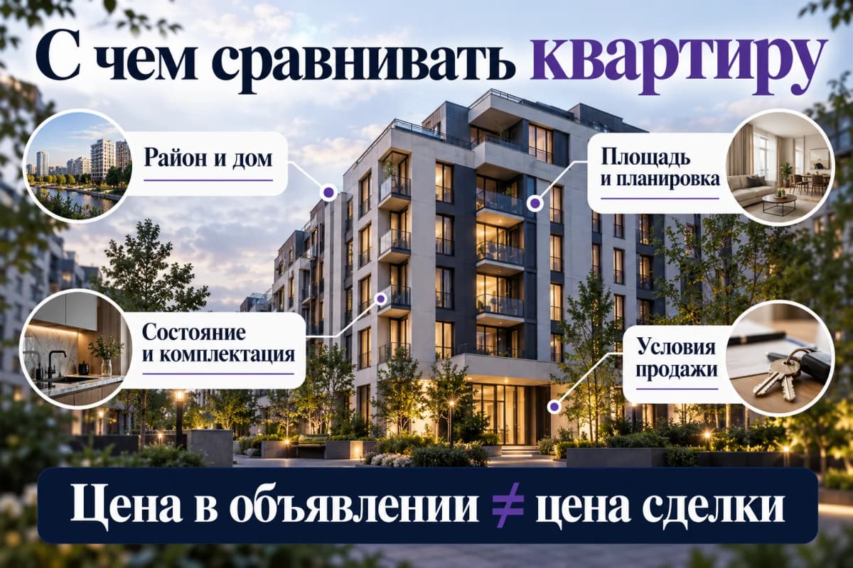 Параметры сравнения квартир: район, дом, площадь, планировка, состояние, комплектация и условия продажи