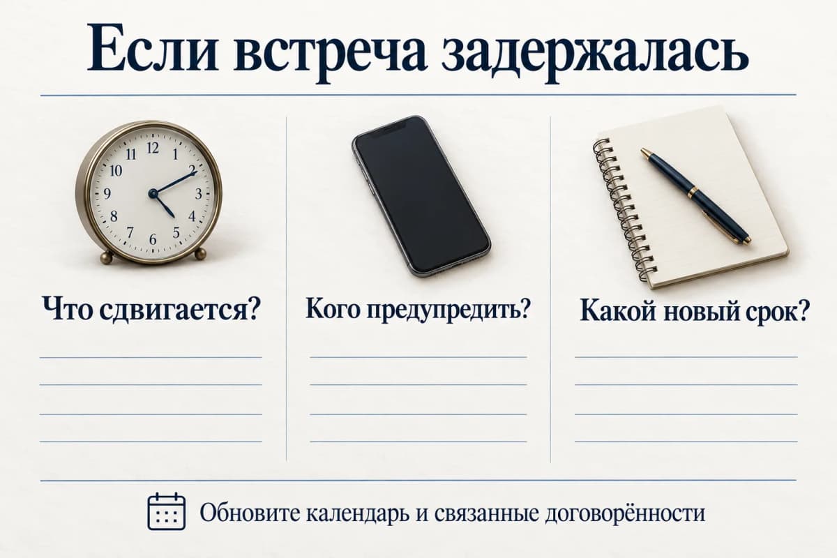 Три вопроса при задержке: что сдвигается, кого предупредить и какой новый срок