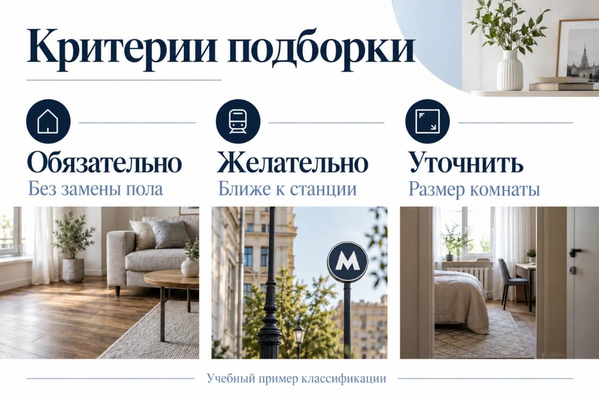Обязательное условие, пожелание и вопрос для уточнения в учебной подборке