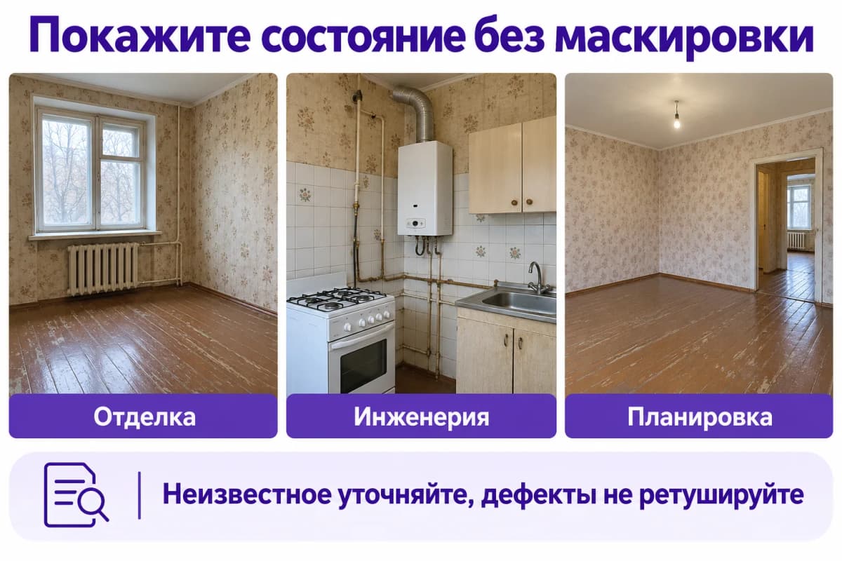 Состояние отделки, инженерного оснащения и планировки квартиры без ремонта