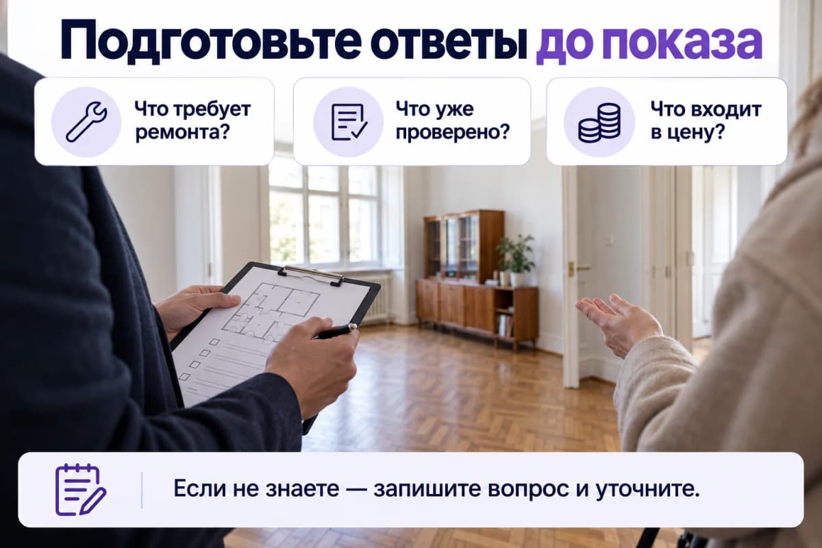 Три вопроса до показа: что требует ремонта, что проверено и что входит в цену
