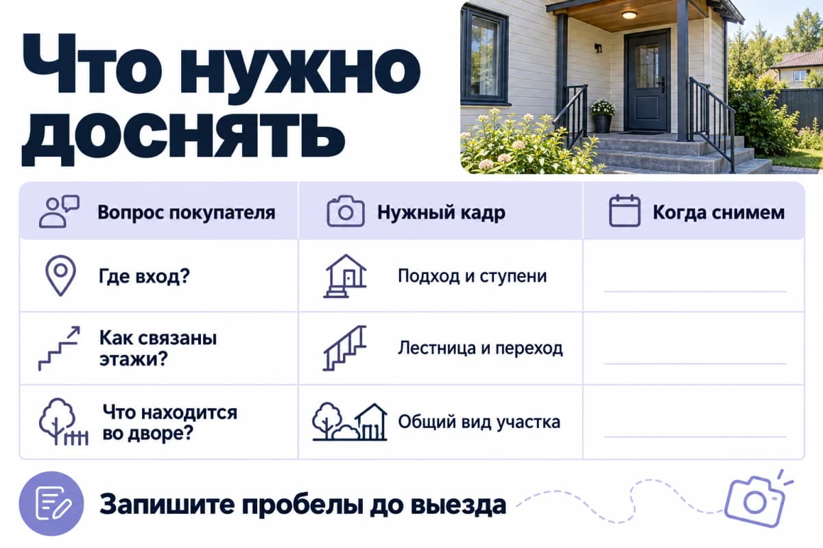 Лист досъёмки с вопросом покупателя, нужным кадром и временем