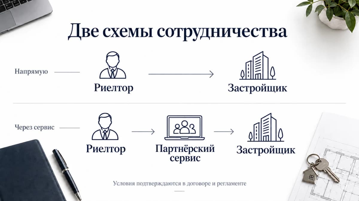 Две схемы сотрудничества риелтора: напрямую и через партнёрский сервис