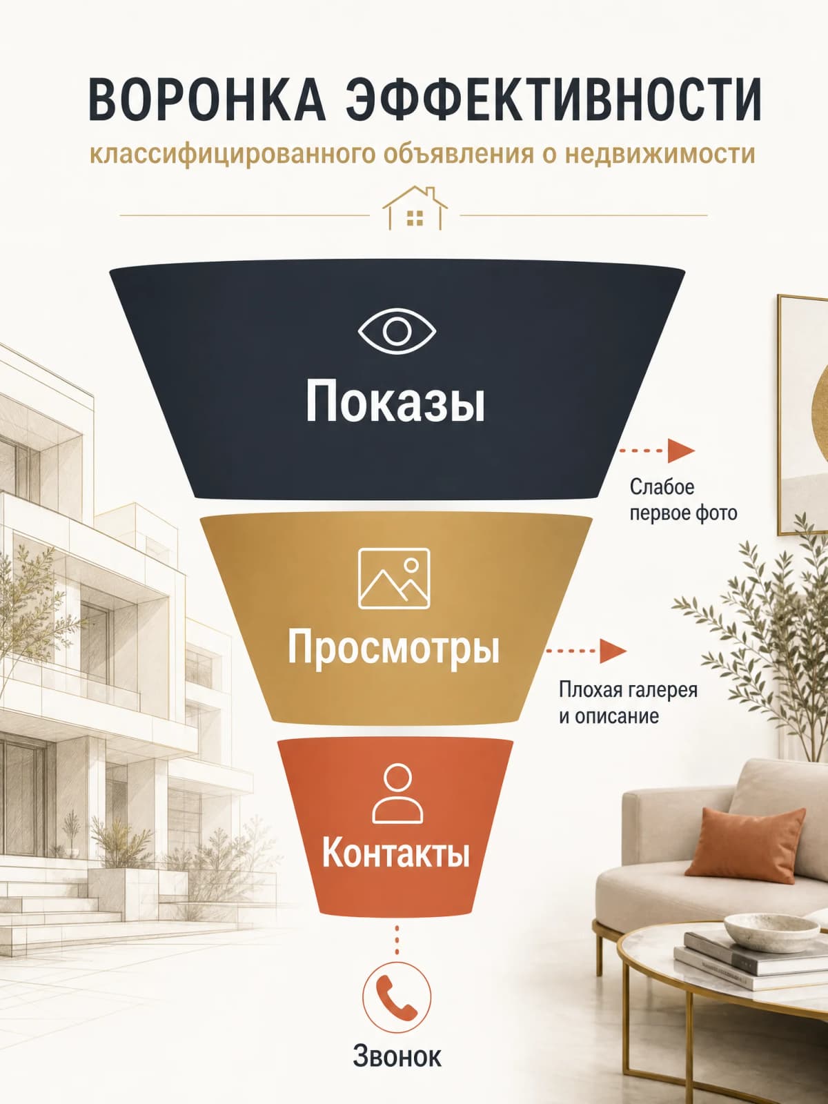Воронка объявления на Авито: показы, просмотры, контакты и точки утечки