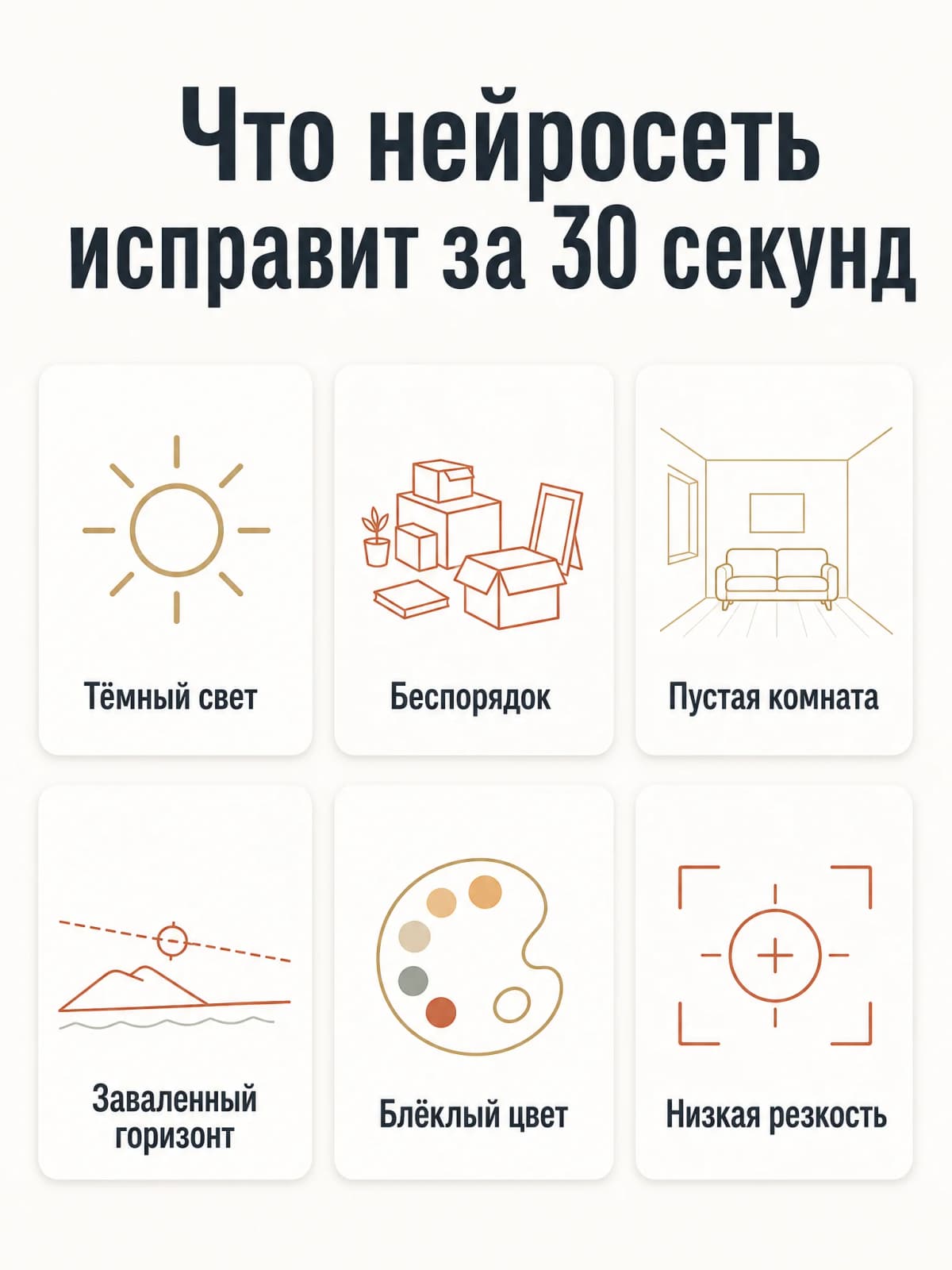 Инфографика: шесть проблем кадра, которые нейросеть исправляет за 30 секунд