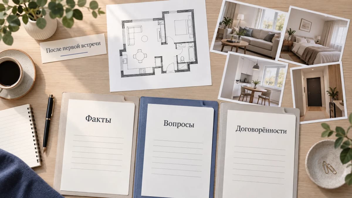 Учебный комплект после первой встречи: подтверждённые факты, вопросы для проверки и договорённости о работе