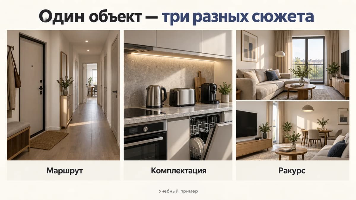 Учебный контактный лист: из материалов одной квартиры подготовлены три разные темы публикаций