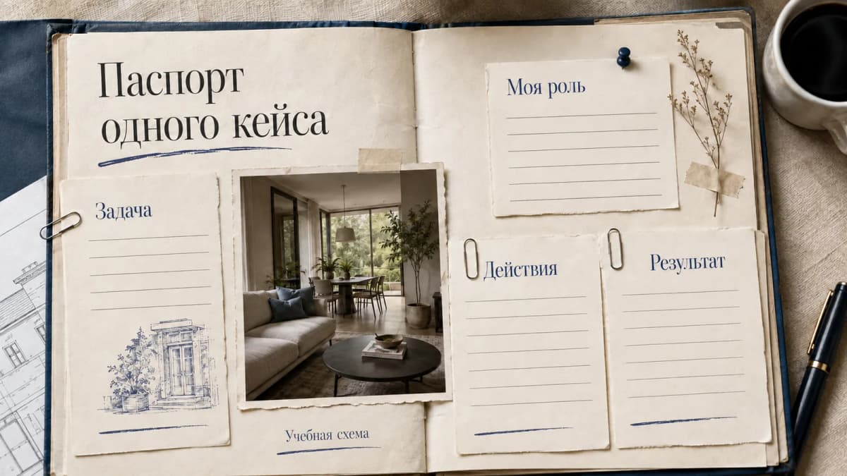 Учебный разворот портфолио: задача, личная роль, выполненные действия и подтверждаемый результат