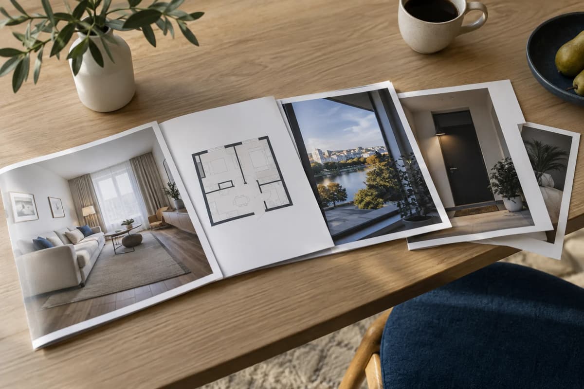 Фотографии и планировка, подготовленные для короткой презентации квартиры