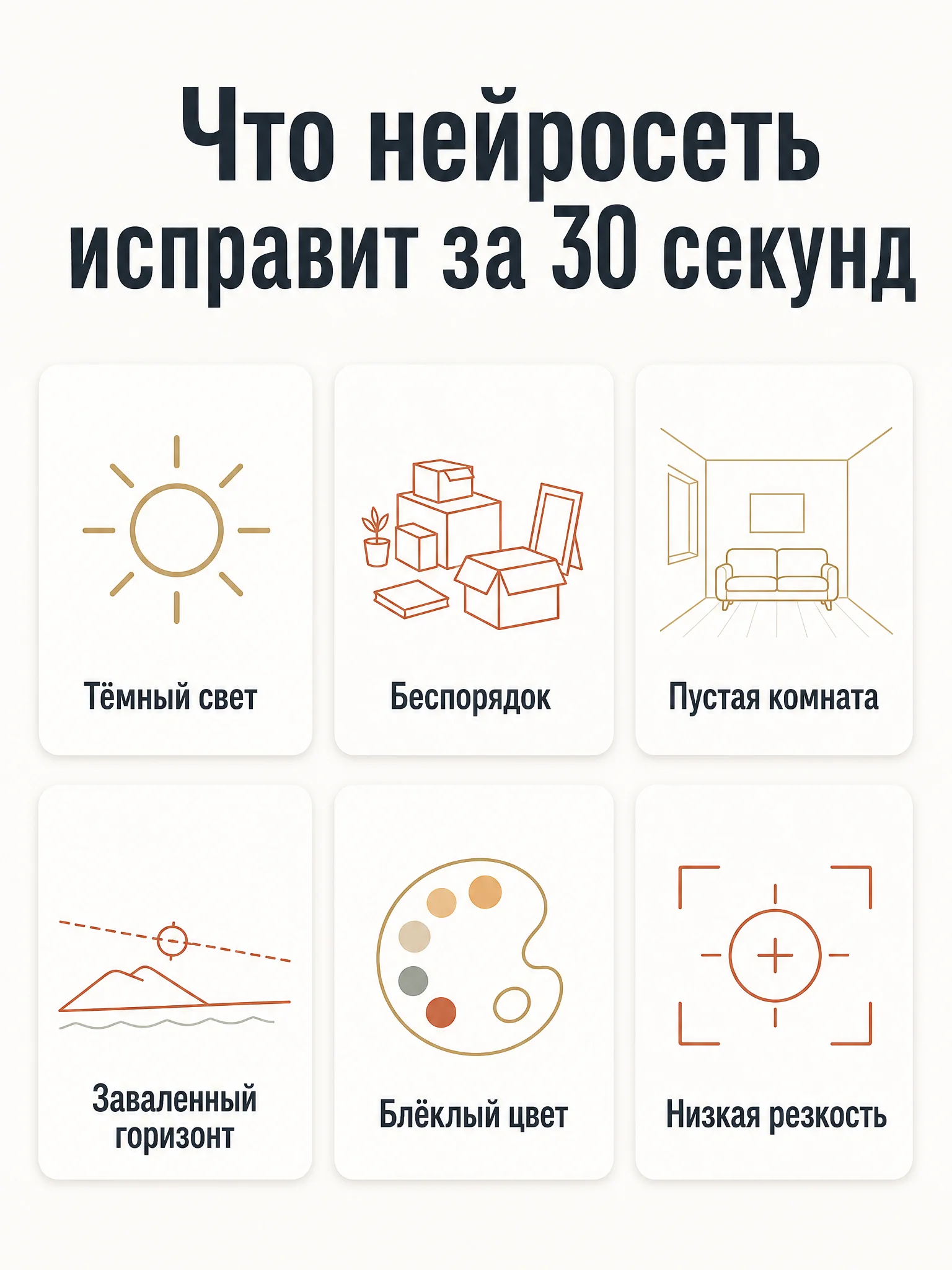 Инфографика: шесть проблем кадра, которые нейросеть исправляет за 30 секунд